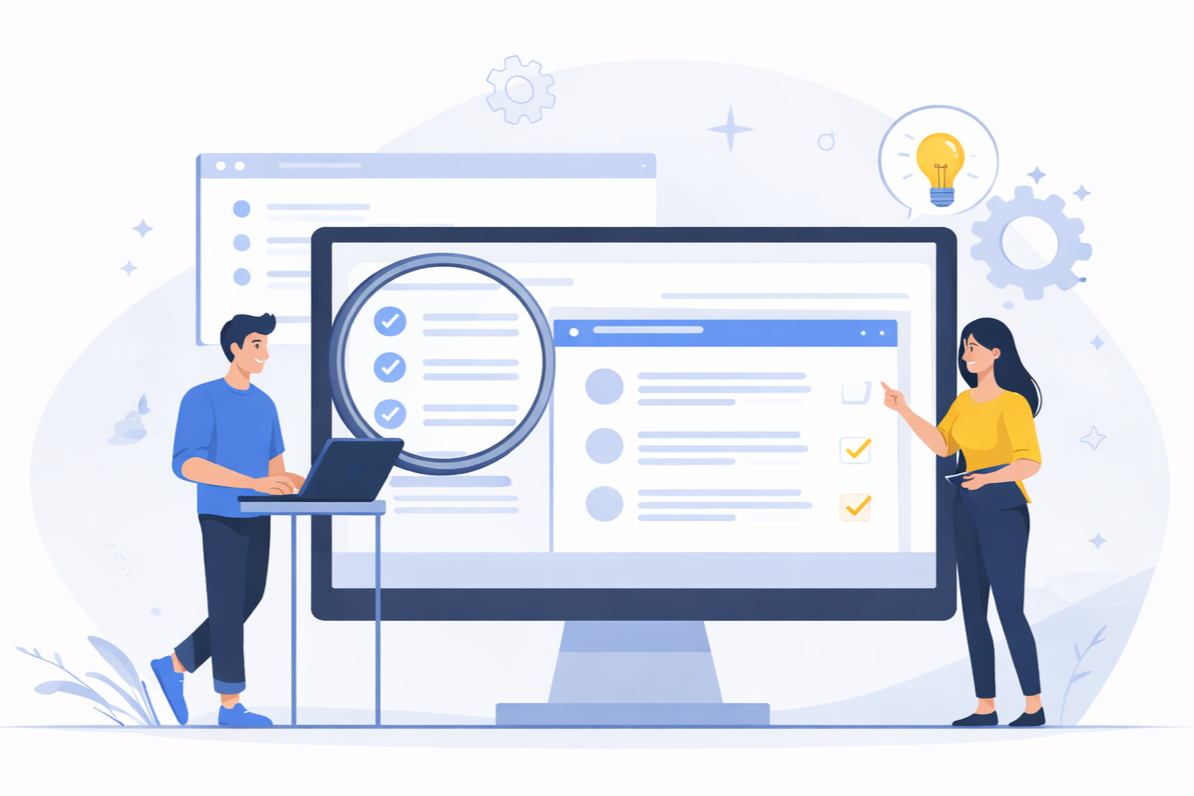 Website builders comparison illustration on a laptop screen